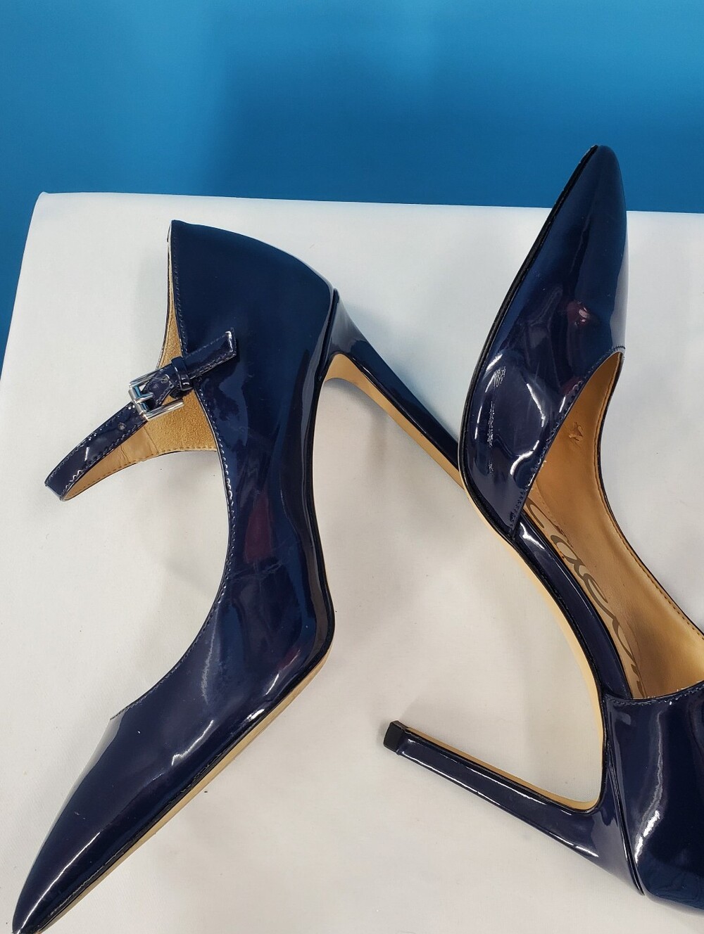 Sam Edelman navy pointed toe heels - Picture 7 of 12